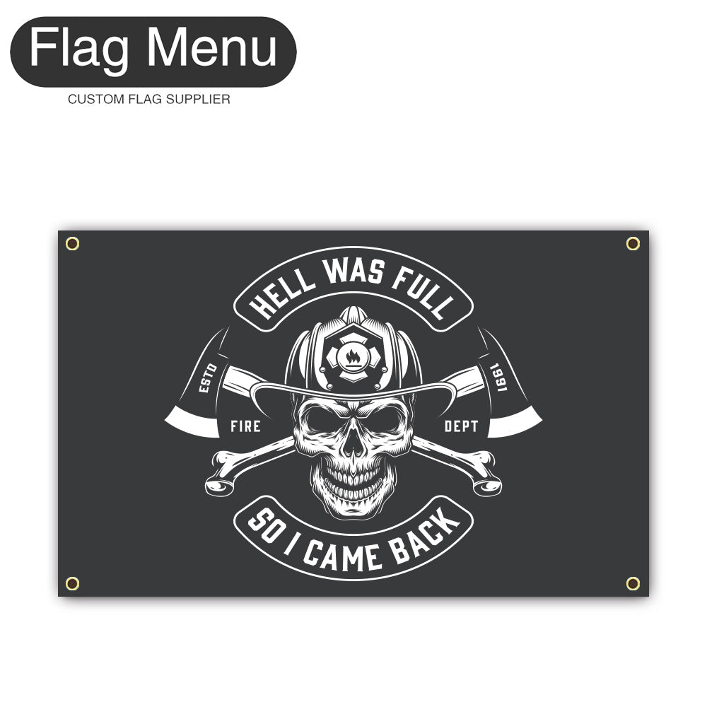 Canvas Wall Flag Of Skull - Hell Was Full-2'x3'-4 Grommets-Flag Menu