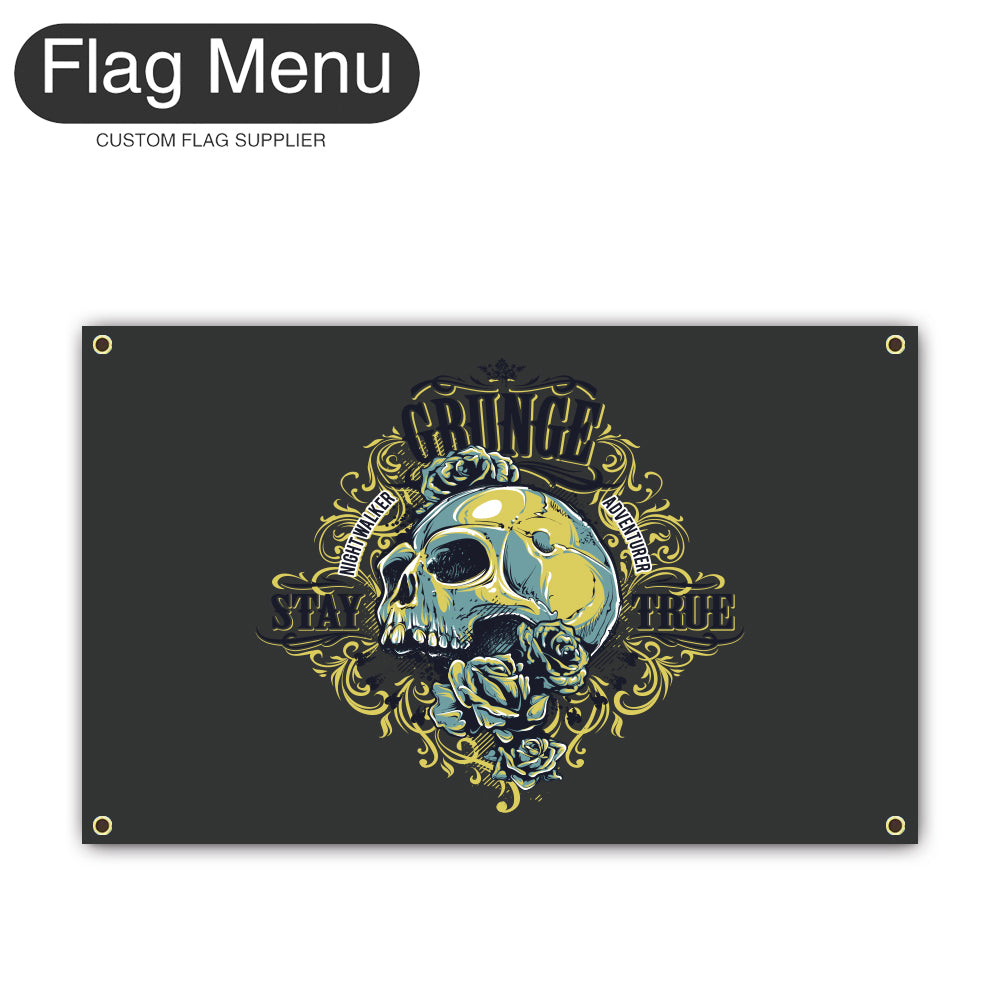 Regular Flag Of Skull -Grunge-2'x3'-4 Grommets-Flag Menu
