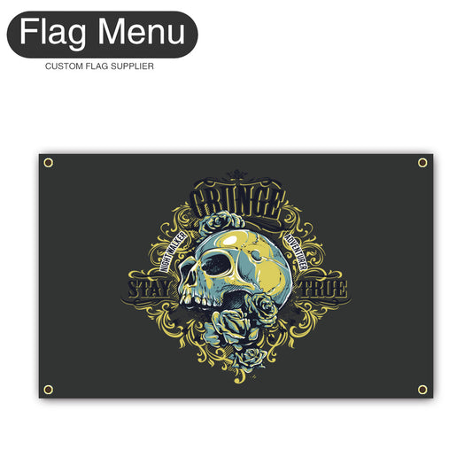 Canvas Wall Flag Of Skull -Grunge-2'x3'-4 Grommets-Flag Menu