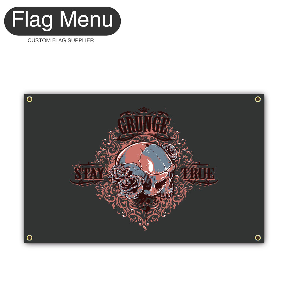 Regular Flag Of Skull - Grunge-2'x3'-4 Grommets-Flag Menu