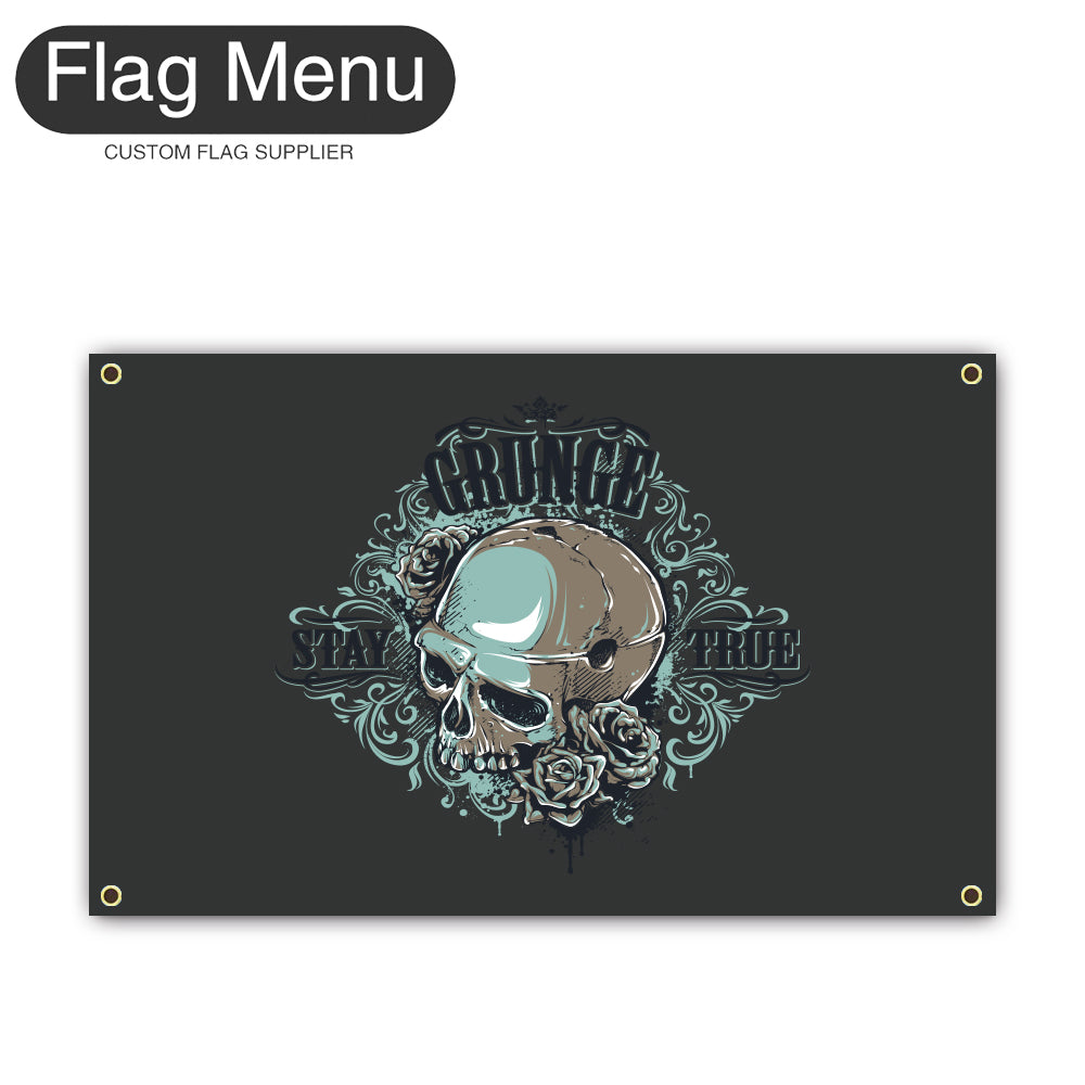Regular Flag Of Skull - Grunge-2'x3'-4 Grommets-Flag Menu