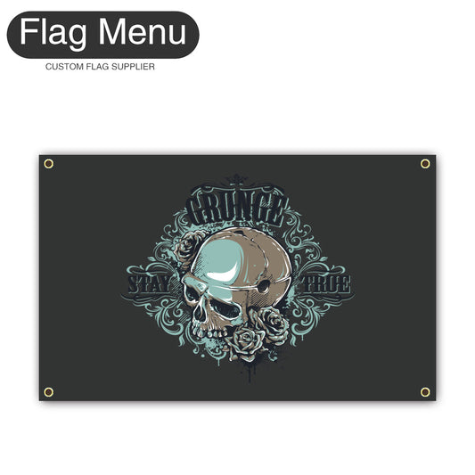 Canvas Wall Flag Of Skull - Grunge-2'x3'-4 Grommets-Flag Menu