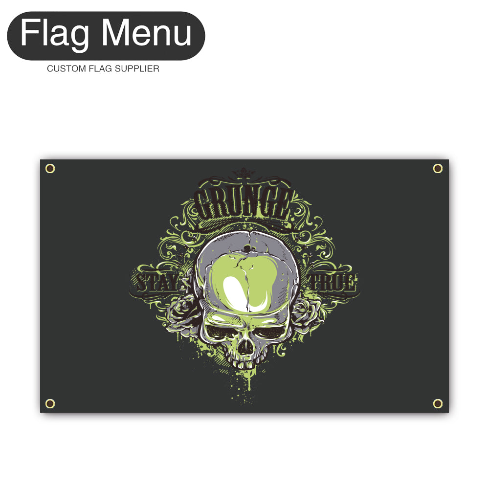 Regular Flag Of Skull - Grunge-2'x3'-4 Grommets-Flag Menu