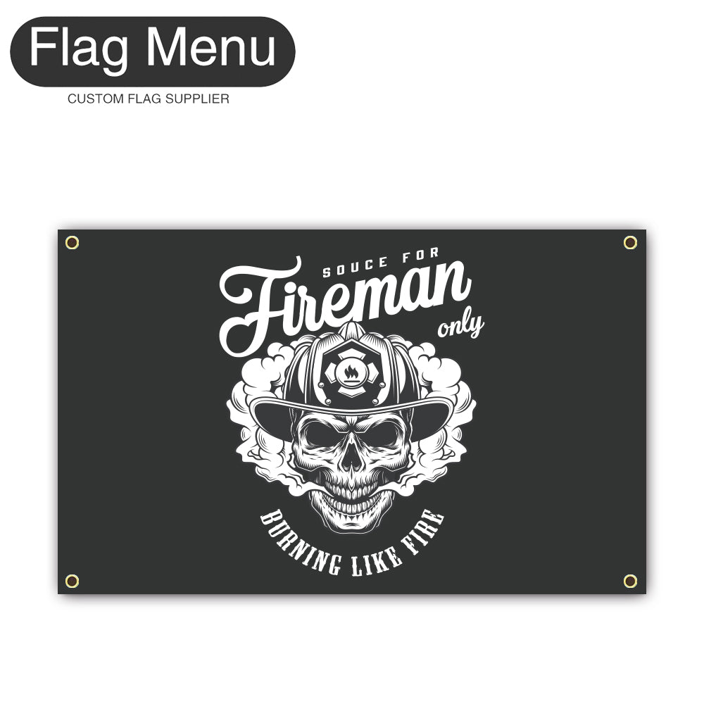 Canvas Wall Flag Of Skull - Fireman Only-2'x3'-4 Grommets-Flag Menu