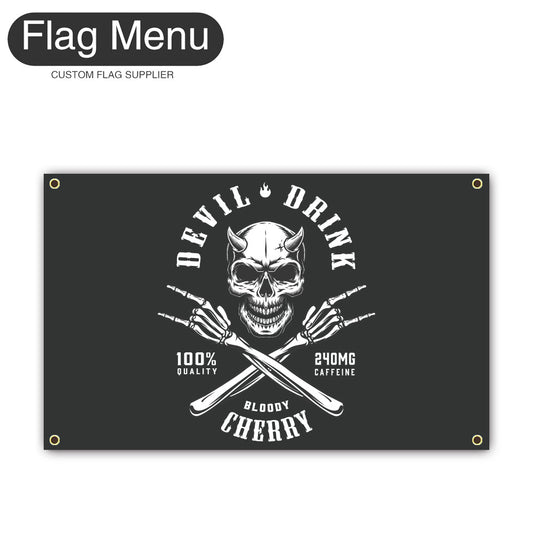 Canvas Wall Flag Of Skull - Devil‘s Drink-2'x3'-4 Grommets-Flag Menu