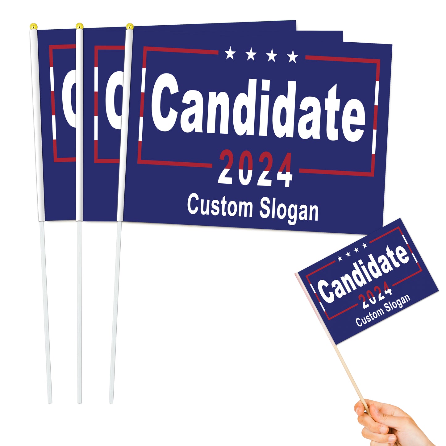 8"x11" Stick Flag- 2024 American Presidential Election- (100/1000 pcs)-FlagMenu.com