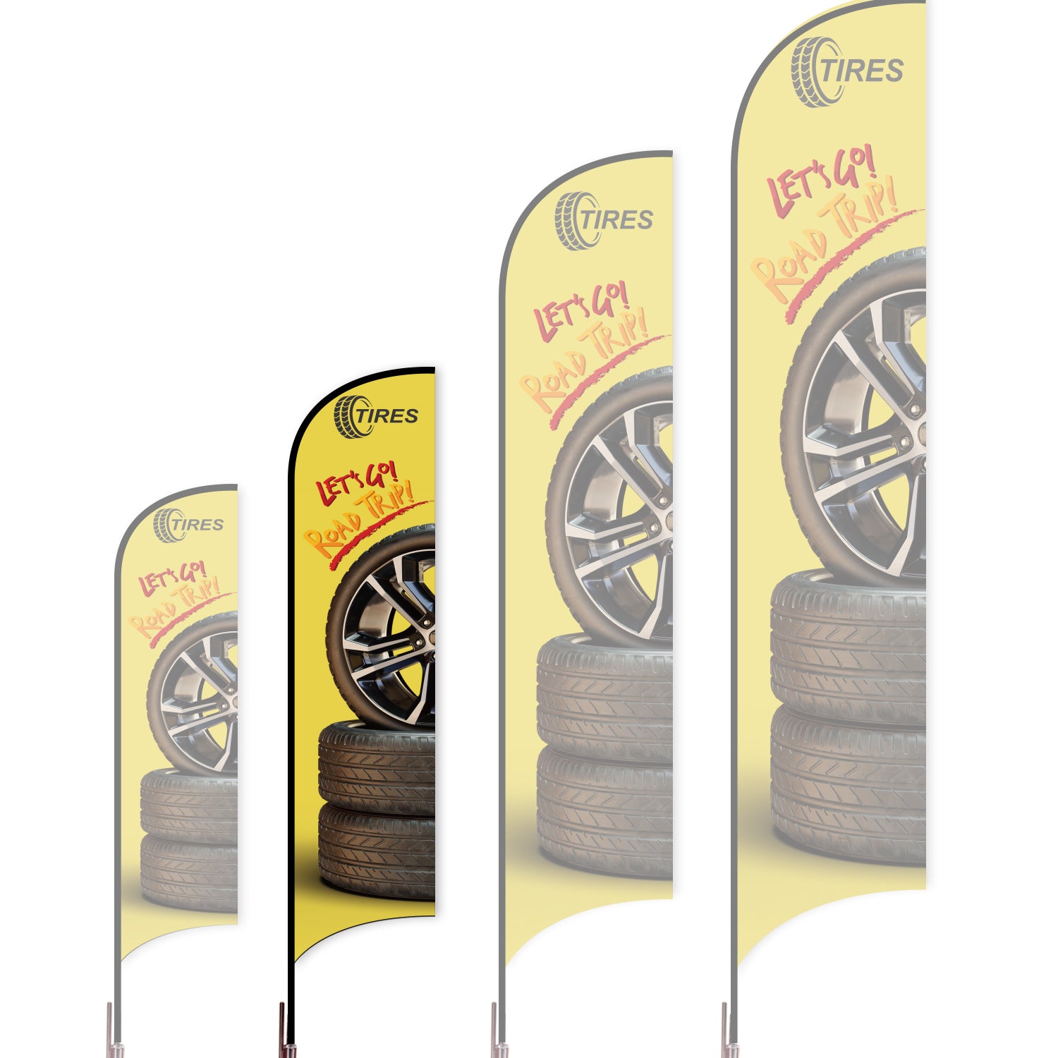 Sharkfin Flag - Doule Sided - Tires-M-Yellow-Flag Menu