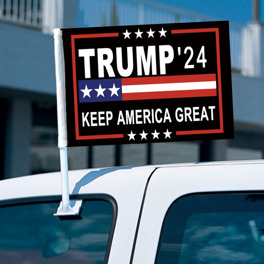 12"x18" 2024 USA Presidential Election Car Flag -Trump02-Trump02-20inch Pole-1 pcs-FlagMenu.com