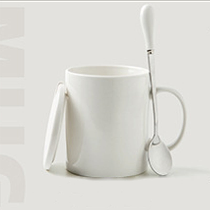 11.8oz Custom Logo Cup/Mug With Lid&Spoon - Souvenir/Business Advertising-White-Decorating Firing-100 Pcs-FlagMenu.com