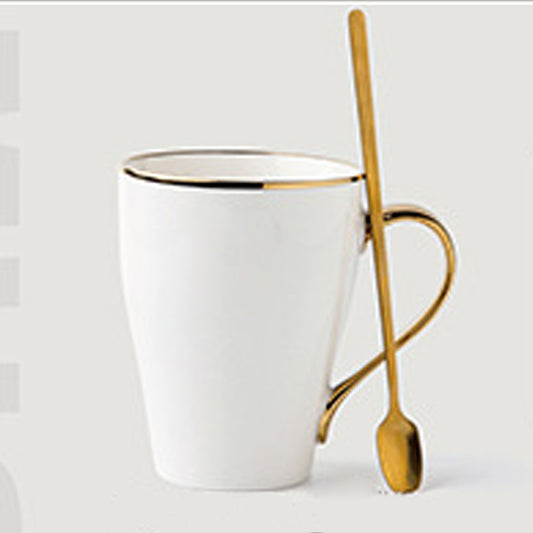 11.8oz Custom Juice Cup/Mug With Golden Handle - Souvenir/Business Advertising-White-Decorating Firing-100 Pcs-FlagMenu.com