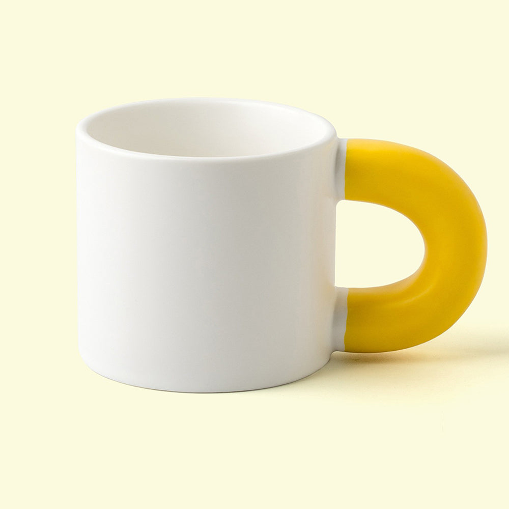 2 pcs - 11.2oz Customized Big Fat Cup/Mug - Holiday Gift-Yellow White-Flag Menu