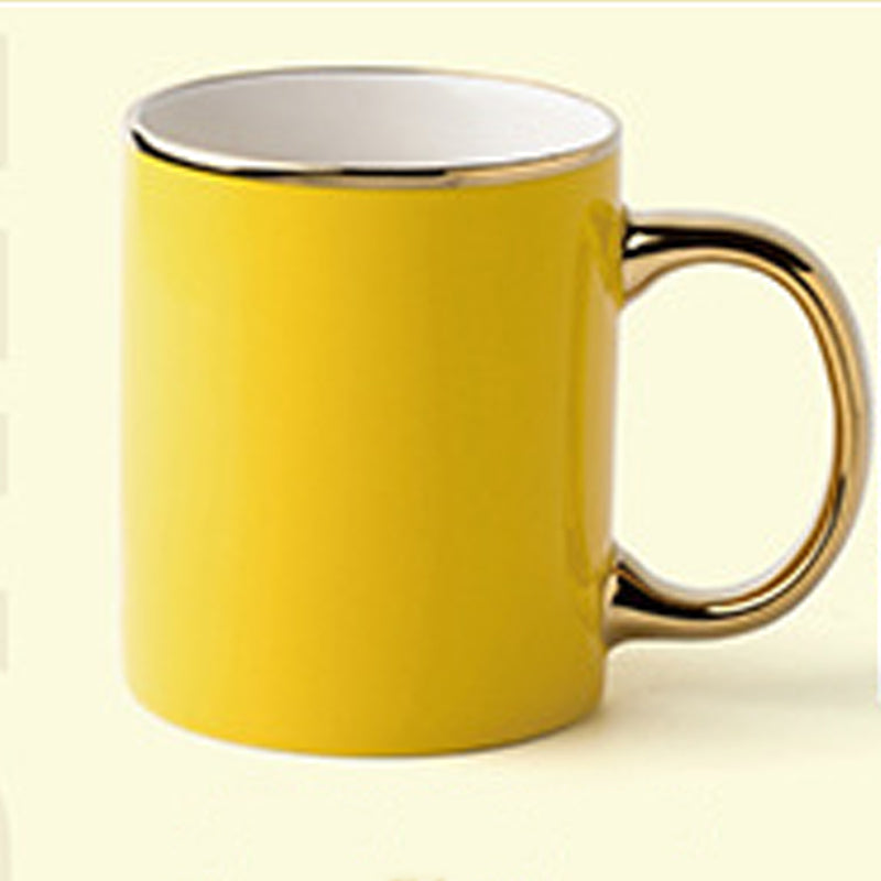 11.8oz Custom Gold Stamping Logo Cup/Mug - Souvenir/Business Advertising-Yellow-Decorating Firing-100 Pcs-FlagMenu.com