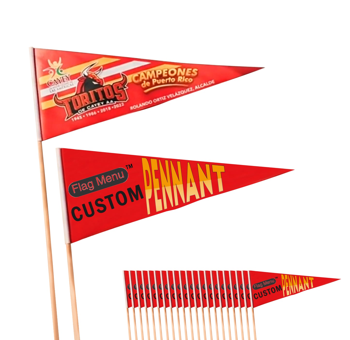 6"x12" PVC Stick Pennant - 1000 pcs- Custom Stick Flag Maker - Cheap