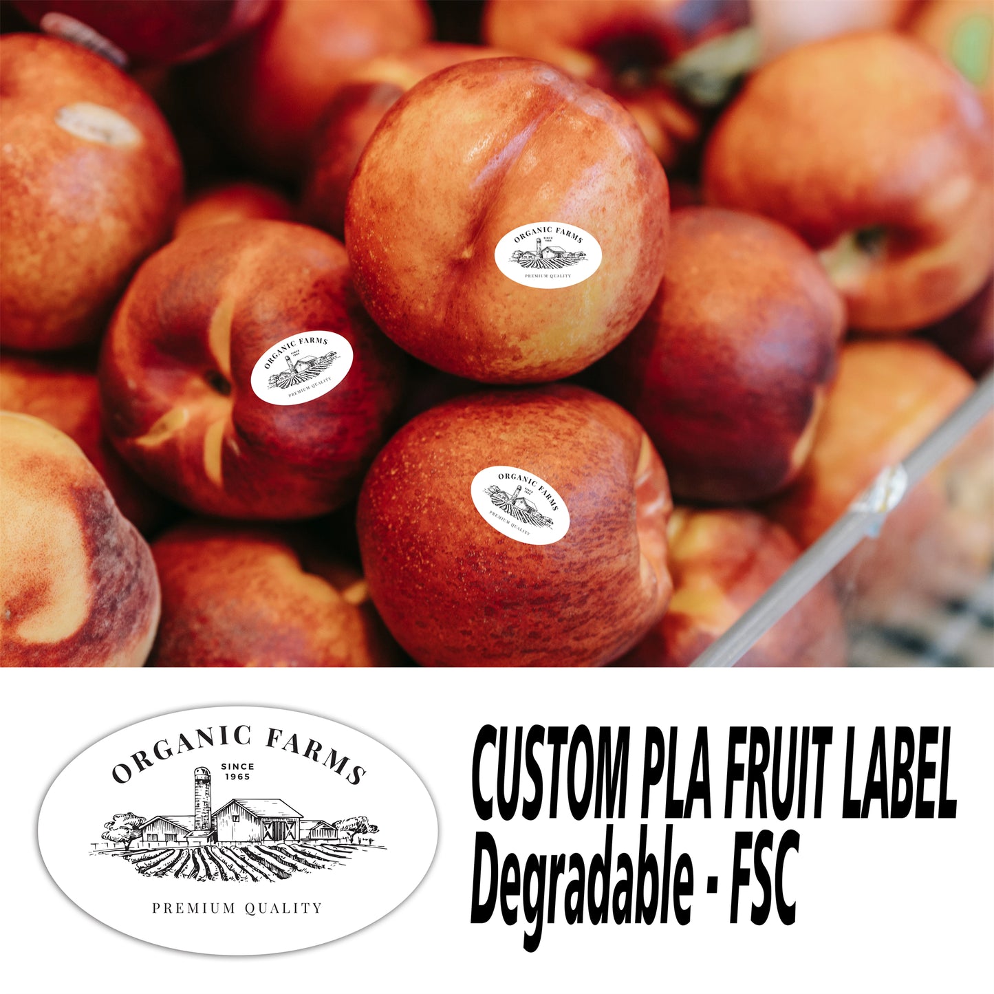 Custom PLA Fruit Label Sticker - FSC Degradable-Flag Menu
