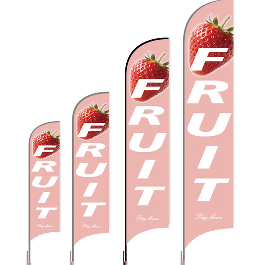 Customized Sharkfin Flag - Doule Sided - Fruit Strawberry-feather flag-FlagMenu-Flag Menu