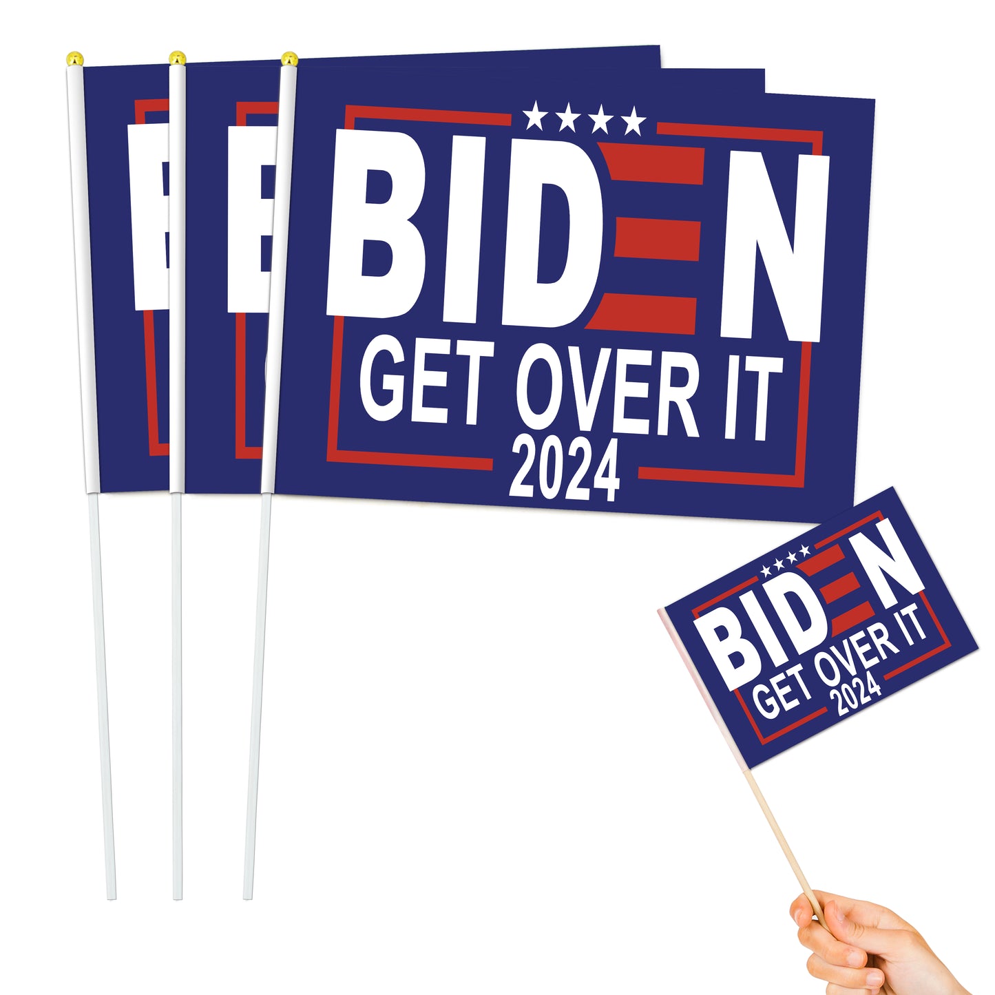 8"x11" Stick Flag- 2024 American Presidential Election- (100/1000 pcs)-BIDEN-02-100 pcs-FlagMenu.com