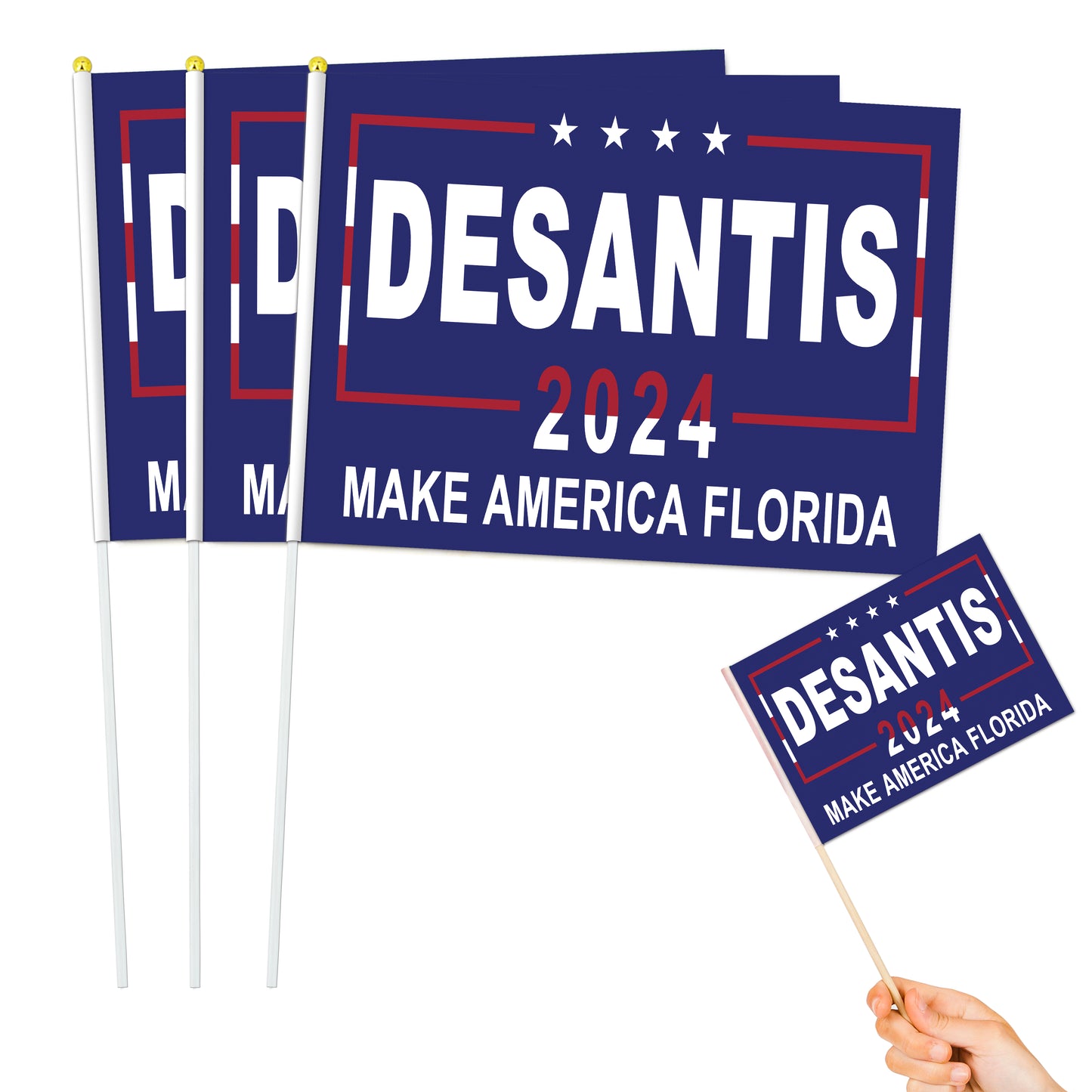 8"x11" Stick Flag- 2024 American Presidential Election- (100/1000 pcs)-DESANTIS-01-100 pcs-FlagMenu.com