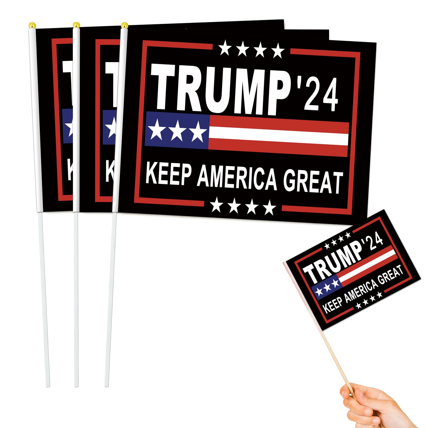 8"x11" Stick Flag- 2024 American Presidential Election- (100/1000 pcs)-TRUMP-02-100 pcs-FlagMenu.com