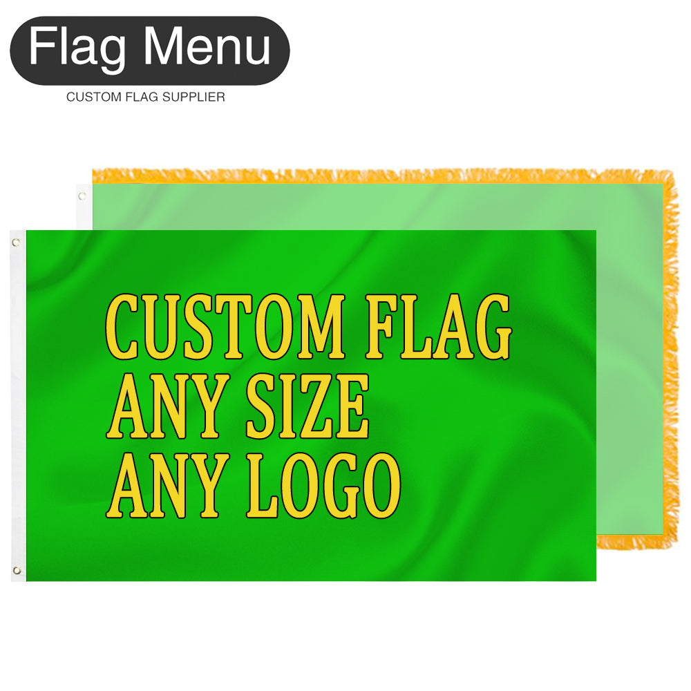3X5ft-Custom Flag With Gold Tassel Fringe -Double Side-Flag Menu-Flag&Banner Company- USA UK Canada AU EU