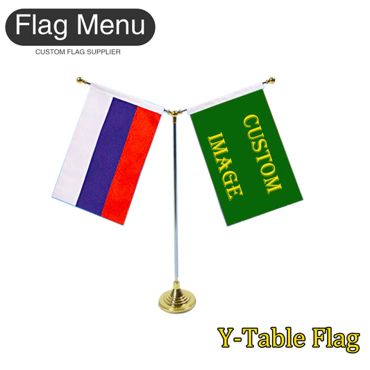 14X21cm "Y"Custom Table Flag-Metal(2 flags&pole)-Flag Menu-Flag&Banner Company- USA UK Canada AU EU
