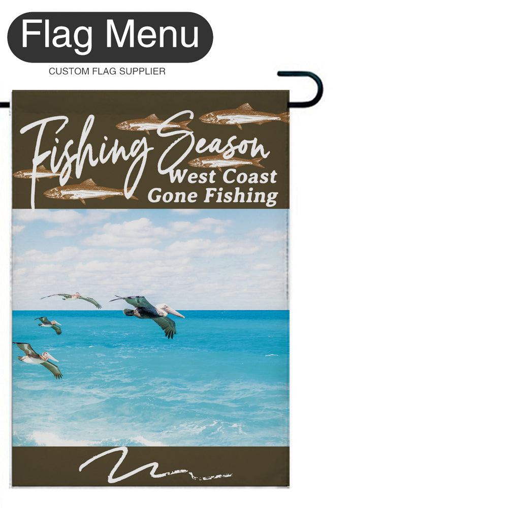 Welcome Flag - Canvas - Fishing Season - Anchovy-Brown A-28"x40-Flag Menu
