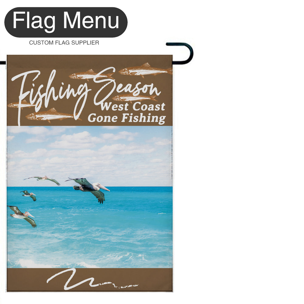 Welcome Flag - Canvas - Fishing Season - Anchovy-Brown B-28"x40-Flag Menu