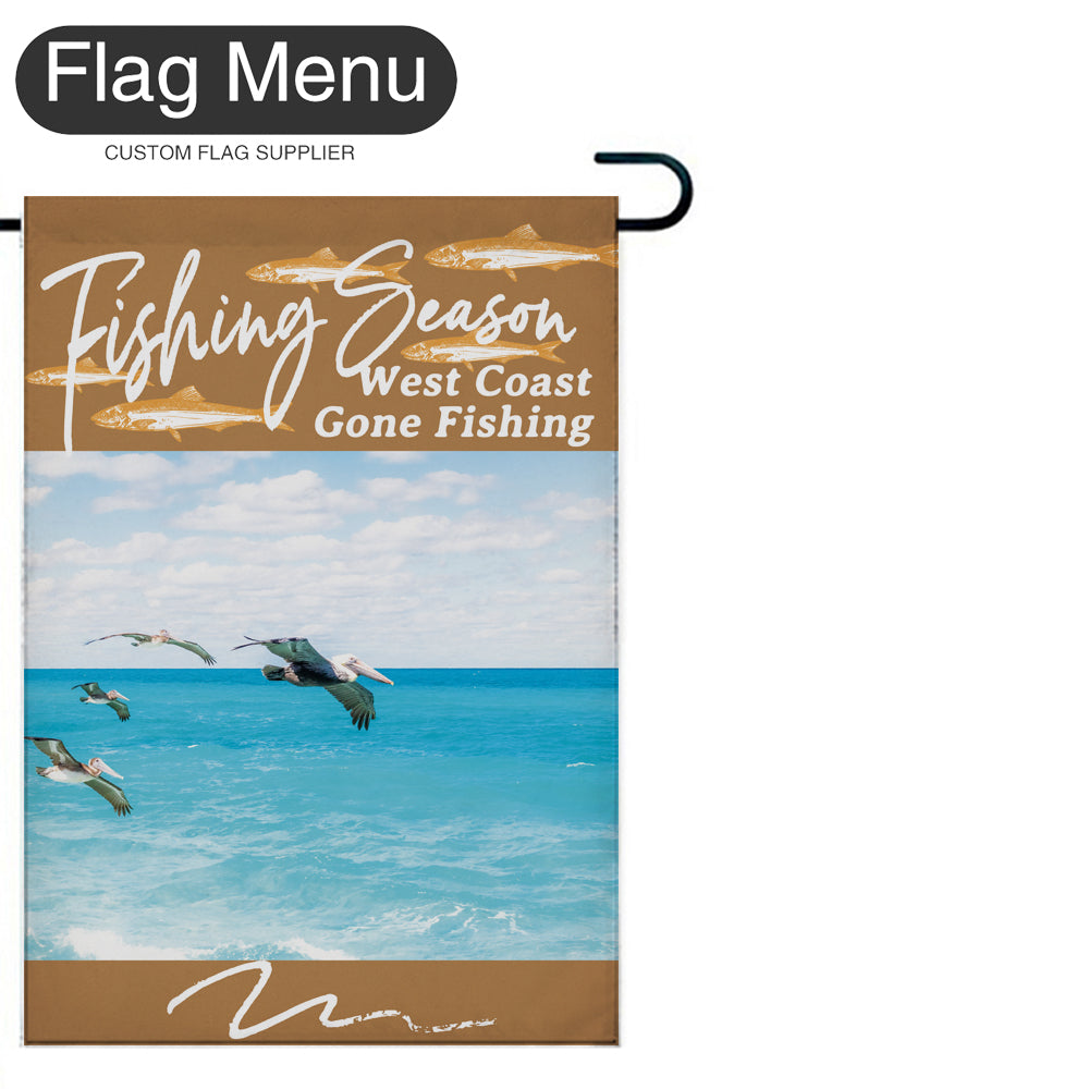 Welcome Flag - Canvas - Fishing Season - Anchovy-Camel-28"x40-Flag Menu