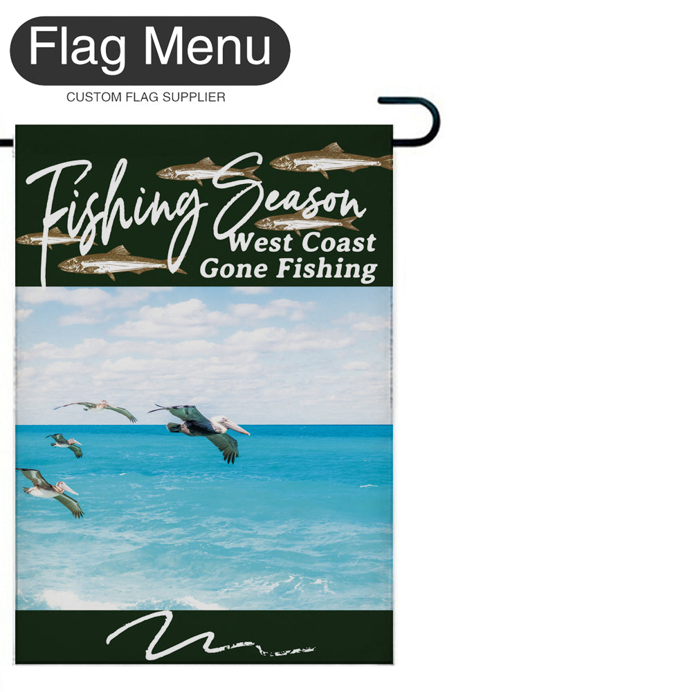Welcome Flag - Canvas - Fishing Season - Anchovy-Dark Green-28"x40-Flag Menu