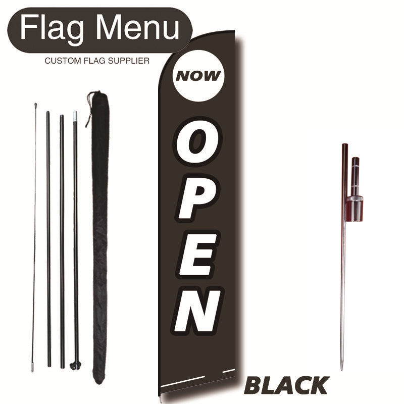 15ft Feather Flag Kit With Spike-OPEN-BLACK-Flag Menu