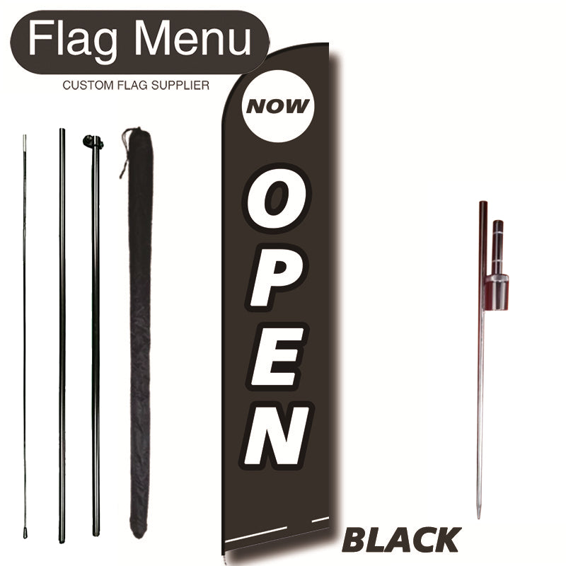 11.3ft Feather Flag Kit With Spike-OPEN-BLACK-Flag Menu