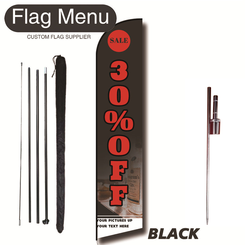15ft Sharkfin Flag Kit With Spike- Discount-BLACK-Flag Menu