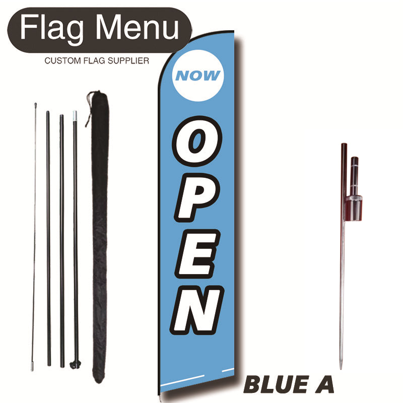 15ft Feather Flag Kit With Spike-OPEN-BLUE A-Flag Menu
