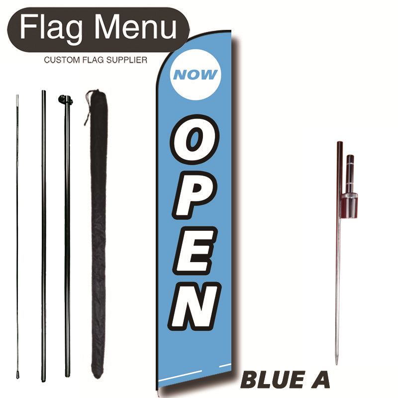 11.3ft Feather Flag Kit With Spike-OPEN-BLUE A-Flag Menu