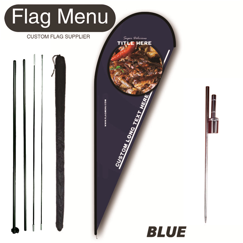 15ft Teardrop Flag Kit With Spike- 300D Oxford(TOUGH)-BLUE-Flag Menu
