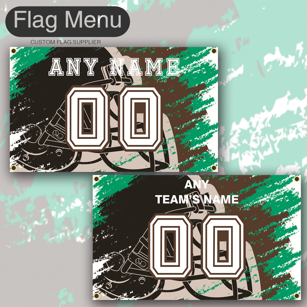 3'x5' Fan's Flag - Jersey & Helmet-Upload.txt-BROWN-Flag Menu