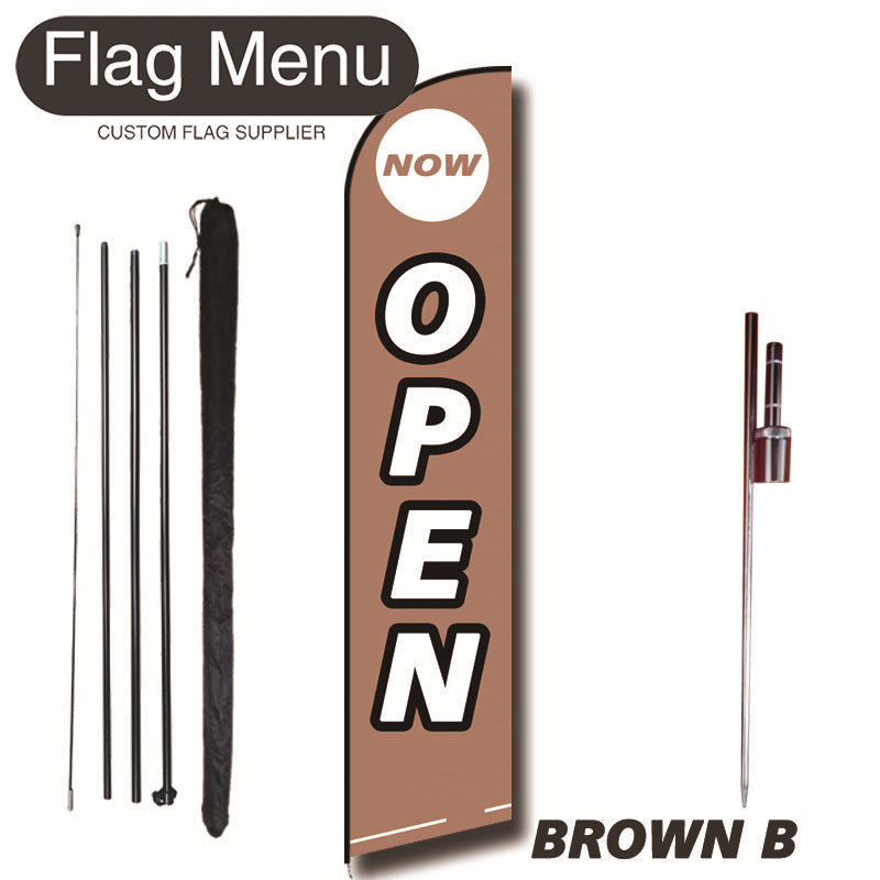 15ft Feather Flag Kit With Spike-OPEN-BROWN B-Flag Menu