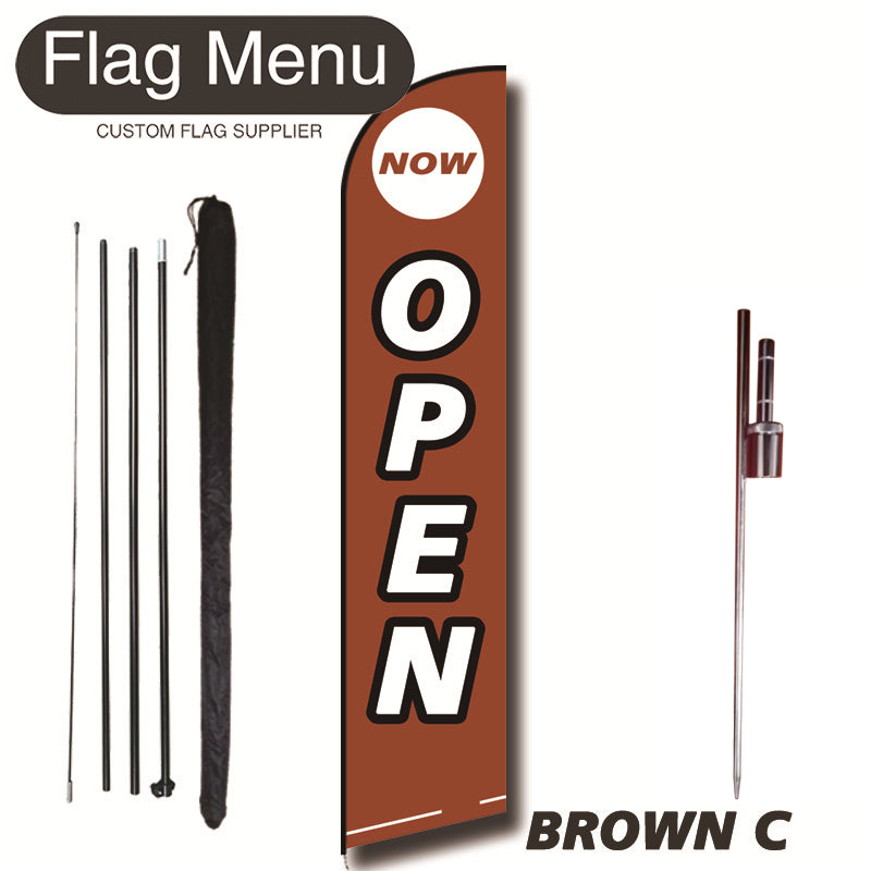 15ft Feather Flag Kit With Spike-OPEN-BROWN C-Flag Menu
