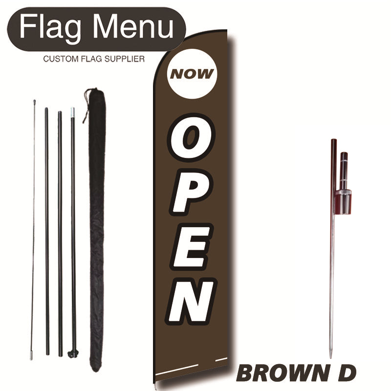 15ft Feather Flag Kit With Spike-OPEN-BROWN D-Flag Menu