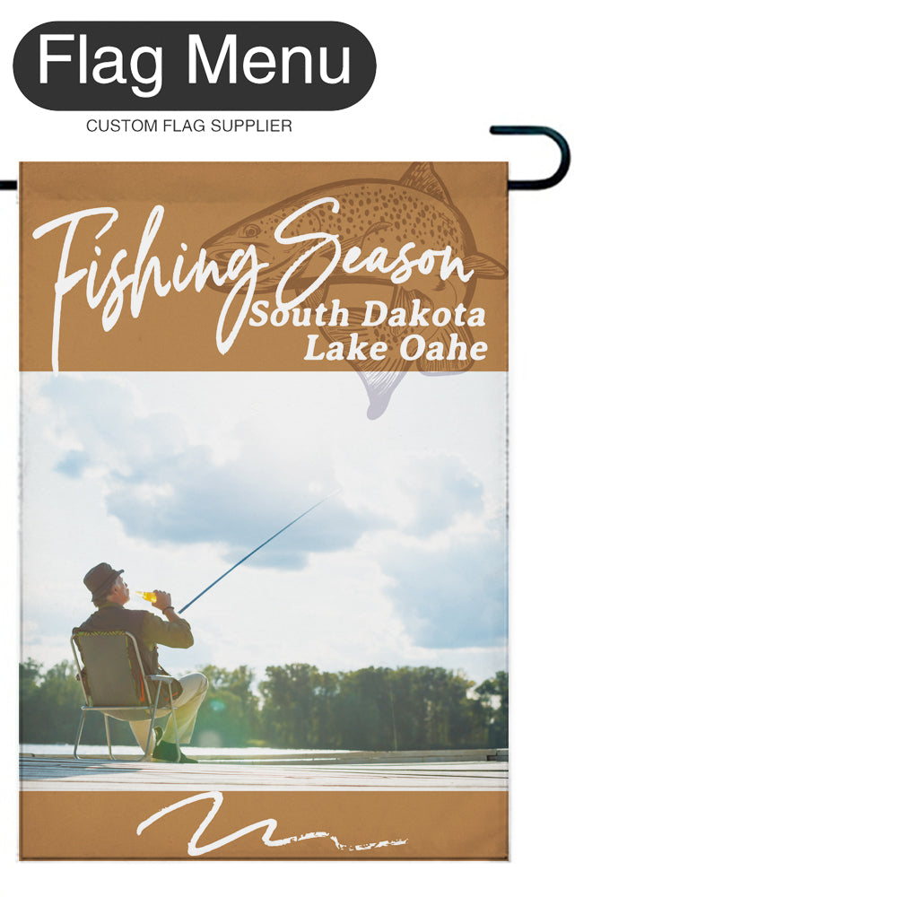 Welcome Flag - Canvas - Fishing Season - Salmon A-Camel-28"x40"-Flag Menu
