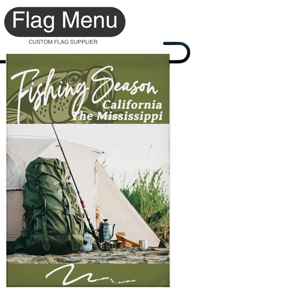 Welcome Flag - Canvas - Fishing Season - Bass Fishing D-Green A-12"x18"-Flag Menu