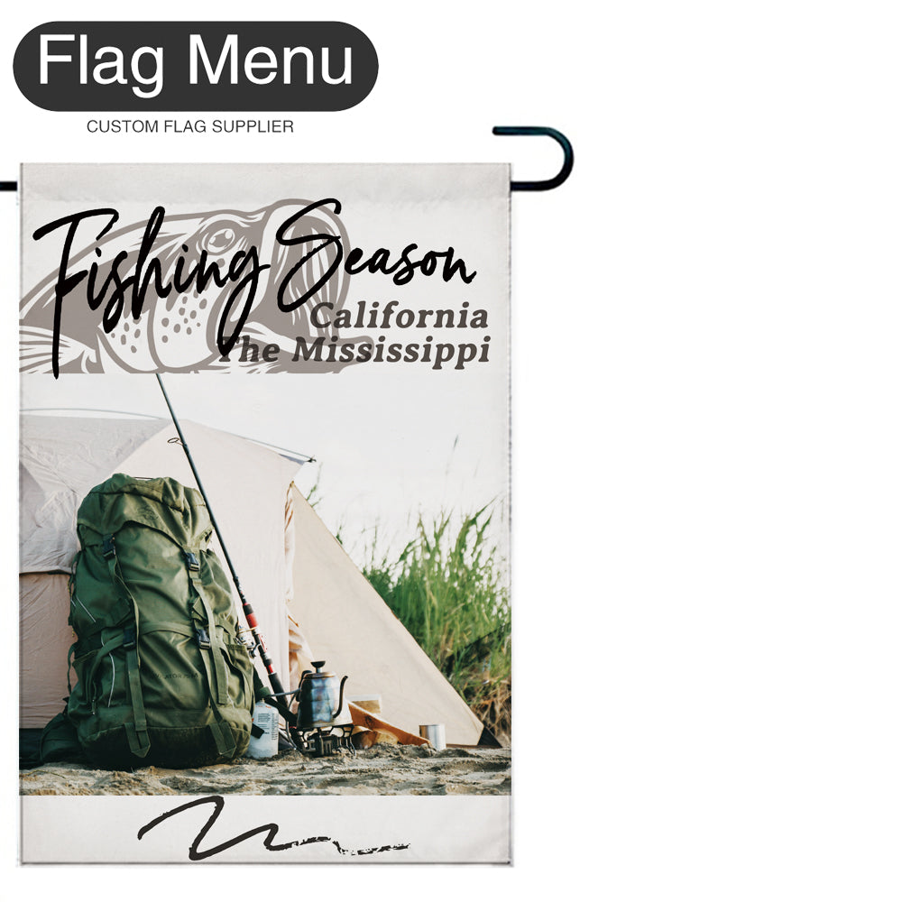 Welcome Flag - Canvas - Fishing Season - Bass Fishing D-White-12"x18"-Flag Menu