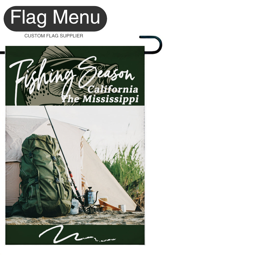 Welcome Flag - Canvas - Fishing Season - Bass Fishing A-Dark Green-28"x40"-Flag Menu