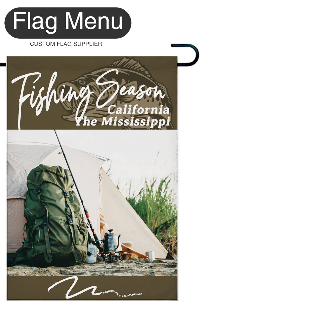 Welcome Flag - Canvas - Fishing Season - Bass Fishing B-Brown A-28"x40"-Flag Menu