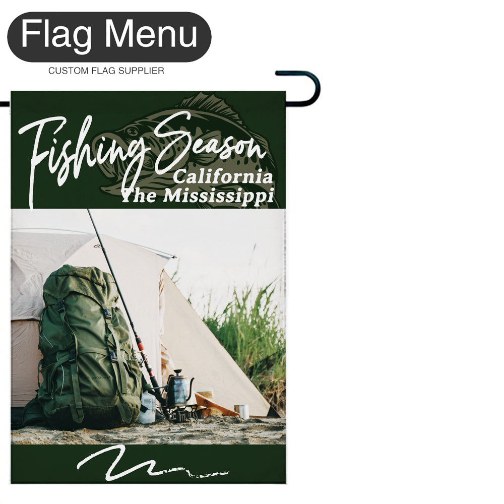 Welcome Flag - Canvas - Fishing Season - Bass Fishing B-Dark Green-28"x40"-Flag Menu