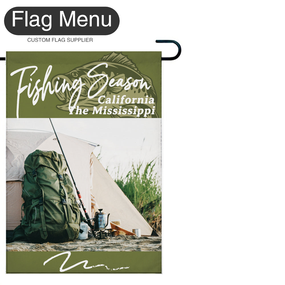 Welcome Flag - Canvas - Fishing Season - Bass Fishing B-Green A-28"x40"-Flag Menu