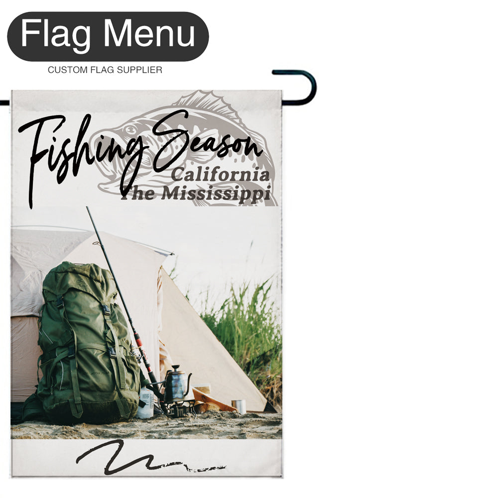 Welcome Flag - Canvas - Fishing Season - Bass Fishing B-White-28"x40"-Flag Menu