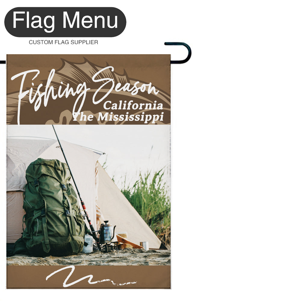 Welcome Flag - Canvas - Fishing Season -Bass Fishing C-Brown B-28"x40"-Flag Menu
