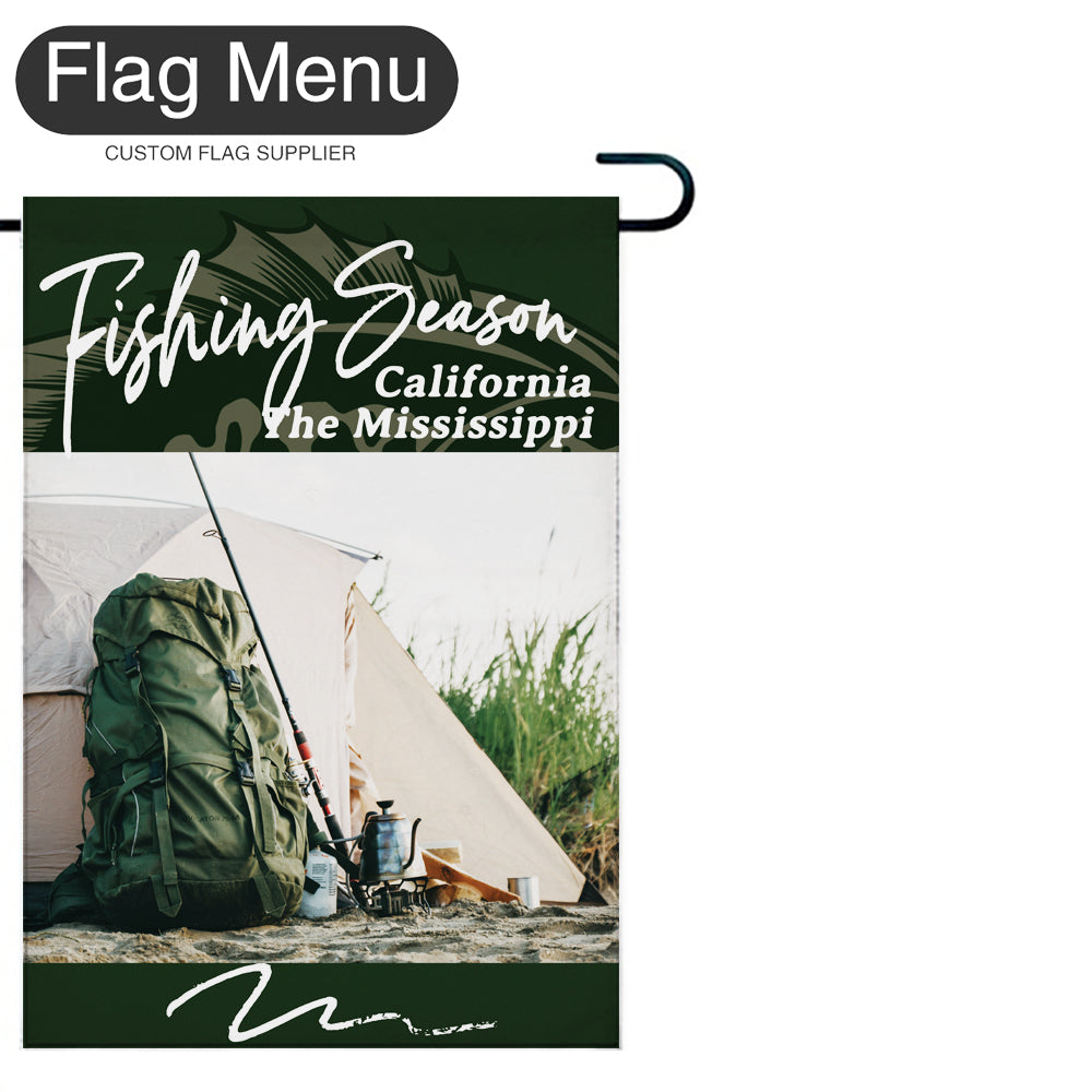 Welcome Flag - Canvas - Fishing Season -Bass Fishing C-Dark Green-28"x40"-Flag Menu