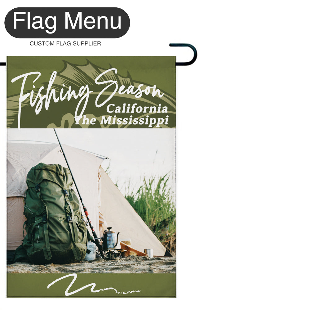 Welcome Flag - Canvas - Fishing Season -Bass Fishing C-Green A-28"x40"-Flag Menu