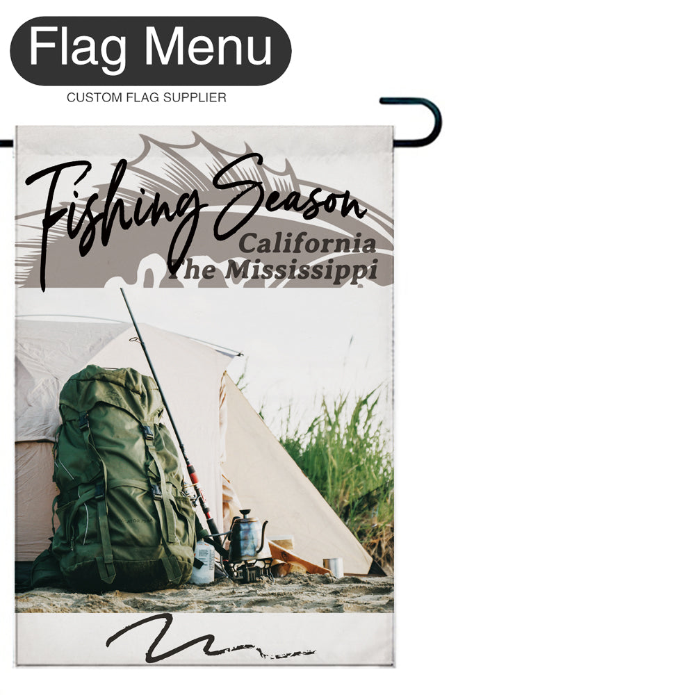 Welcome Flag - Canvas - Fishing Season -Bass Fishing C-White-28"x40"-Flag Menu